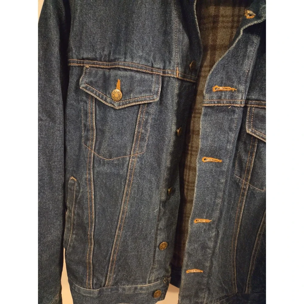 Vntg Gibson Denim Jacket Size M Mens Wool/poly Lining Nice